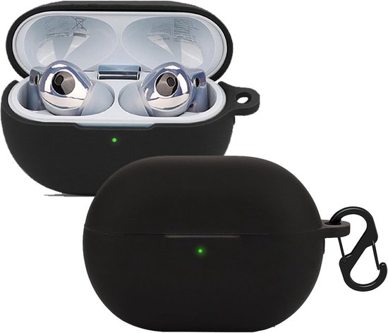 Beschermhoesje compatibel met Huawei Freebuds PRO 4, siliconen beschermhoes met sleutelhaak, zacht, schokbestendig, draagbaar beschermhoesje [draadloos opladen], zwart