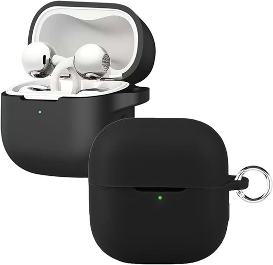Beschermhoesje voor Huawei FreeClip 2, siliconen hoes met karabijnhaak, ultradun, valbescherming, rondom bescherming, draagbare beschermhoes voor Huawei FreeClip 2, zwart