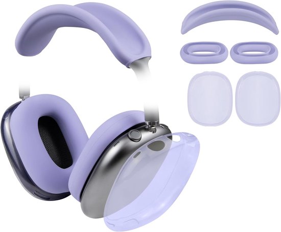 Beschermingsset voor AirPods Max 2/1 (2026/2024/2020, USB-C/Lightning), hoofdbandhoes headband + TPU-beschermhoes + siliconen oorkussens earpads cushion, zweetbestendig, wasbaar, krasbestendig