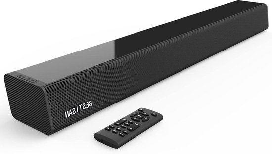 Bestisan Soundbar 28 inch 80 W met HDMI-ARC, Bluetooth 5.0, optische coaxiale USB AUX-aansluiting, 4 luidsprekers, 3 EQ's, 110 dB surround soundbar, home cinema audio soundbar-systeem voor tv van Merkloos