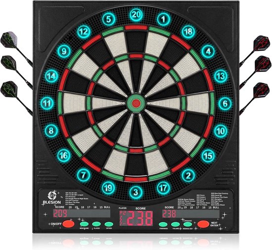 Blesion Electronic Dartboard 2025 Electronic Dart Board with German Voice E Dartboard with 6 Dart Flights, 3 Large - ShopVlot