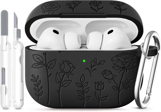 Bloemblaadjesprint voor AirPods Pro 3 Hoes, Black