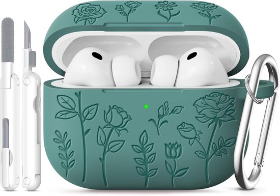 Bloemblaadjesprint voor AirPods Pro 3 Hoes, Pine Green