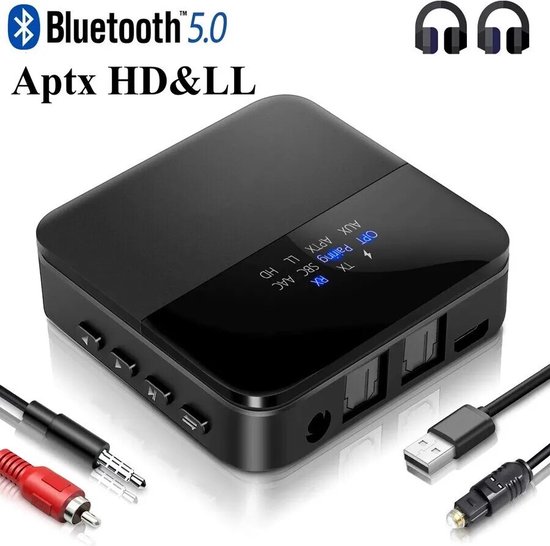 Bluetoolz® | BT-B 20 CE | Geen tot zeer geringe vertraging | High Res Audio Bluetooth 5.0 zender en ontvanger - met aptX-HD - Qualcomm CSR8675 MkII - Receiver Transmitter - 3.5MM Aux - optical in - optical uit - Bluetooth Adapter - Bluetooth via Aux van Bluetoolz