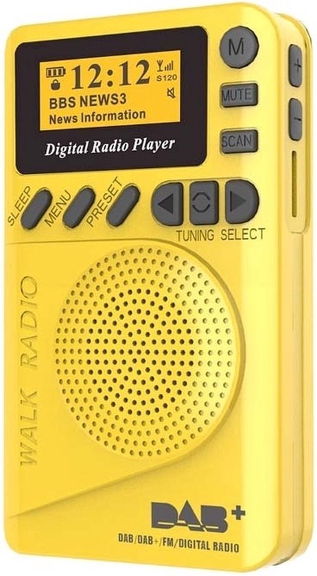 Bluetoolz® | DAB+ BT-P9 CE geel | Oplaadbare portable radio met DAB+, FM en MP3 music | voorzien van CE keurmerk van Bluetoolz