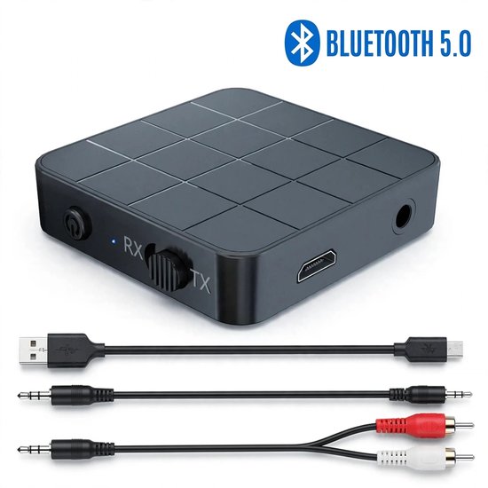 Bluetooth 5.0 Audio Zender & Ontvanger 2-in-1 – Draadloze AUX Adapter voor TV, Autoradio, Stereo, Speakers & Koptelefoon