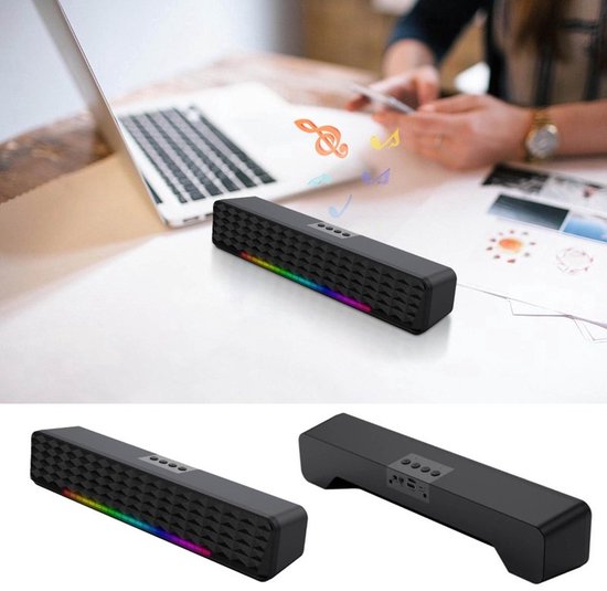 Bluetooth 5.0-luidspreker-Subwoofer-Soundbar-RGB dynamische lichteffecten PC-luidsprekers-professionele dual-mode geluidseffecten-Geschikt voor computers, mobiele telefoons en tv's van Hernido