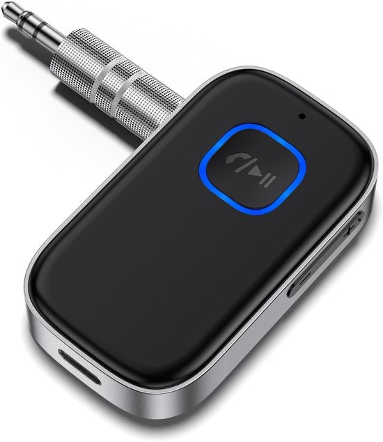 Bluetooth 5.0 Ontvanger, Bluetooth Adapter Auto 3.5mm Aux Jack Bluetooth Zender Auto met Draadloze Ruisonderdrukking voor Draagbare Hoofdtelefoon Luidsprekers Stereo Ketting