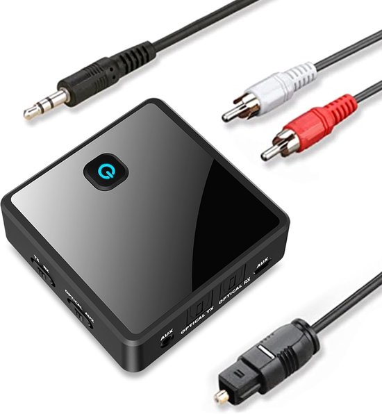 Bluetooth 5.0 transmitter ontvanger - optical, 3,5 mm AUX, RCA - Low Latency Wireless Audio Adapter oplaadbaar Bluetooth AUX adapter voor TV PC Car/Home Stereo System Speakers, Dual Link