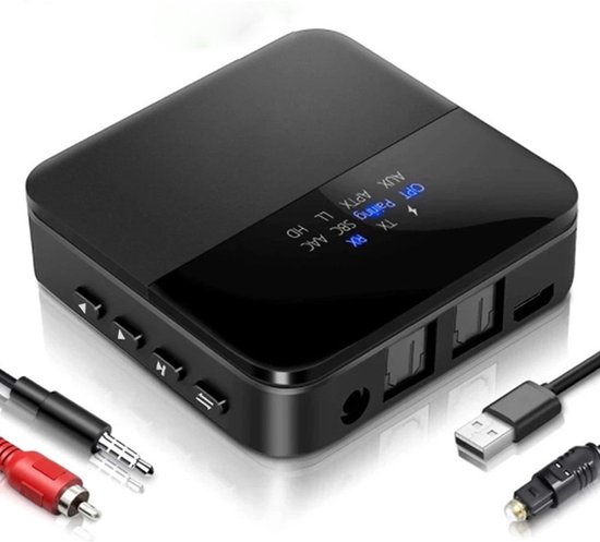 Bluetooth 5.0-zender en -ontvanger, Bluetooth-audioadapter, digitale lichtzender en RCA-audioadapter, 3,5 mm audio RCA-adapter, LED-statusweergave, dubbele koppeling, bereik van 20 m. van Merkloos