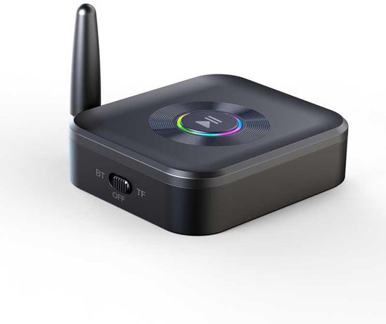 Bluetooth 5.1 Audio Ontvanger - 50 meter - TF Kaart - 3.5mm AUX - Antenne - Sfeerlicht - voor Auto en Versterker - zwart van Merkloos