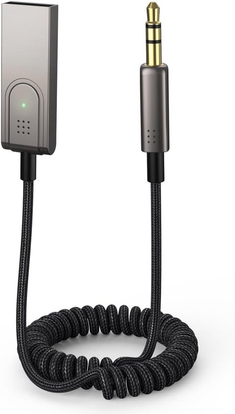 Bluetooth 5.1 naar hulpadapter auto USB bluetooth naar 3,5 mm hulpaansluiting kit audio ontvanger, ingebouwde microfoon, autoluidspreker en home audio, ondersteuning voor hands-free bellen, spraaknavigatie, muziek. van Merkloos