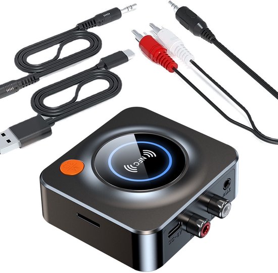 Bluetooth 5.1 Ontvanger met NFC - TF-kaart - Bluetooth Receiver -3,5mm AUX en RCA Audio Adapter - Voor auto, smartphone, tablet, hifi-muziek thuis van Merkloos