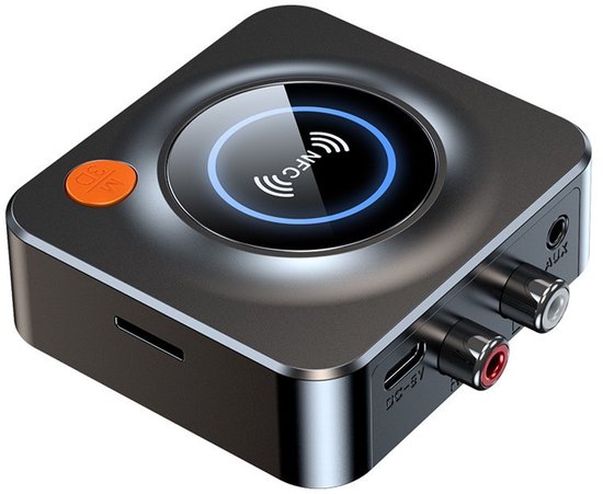 Bluetooth 5.1-ontvanger met RCA 3,5 mm AUX-jackadapter, draadloze audio-ontvanger Geschikt voor stereosystemen, basmodus en ingebouwde batterij, bereik tot 30 m, Geschikt voor het thuis afspelen van hifi-muziek.