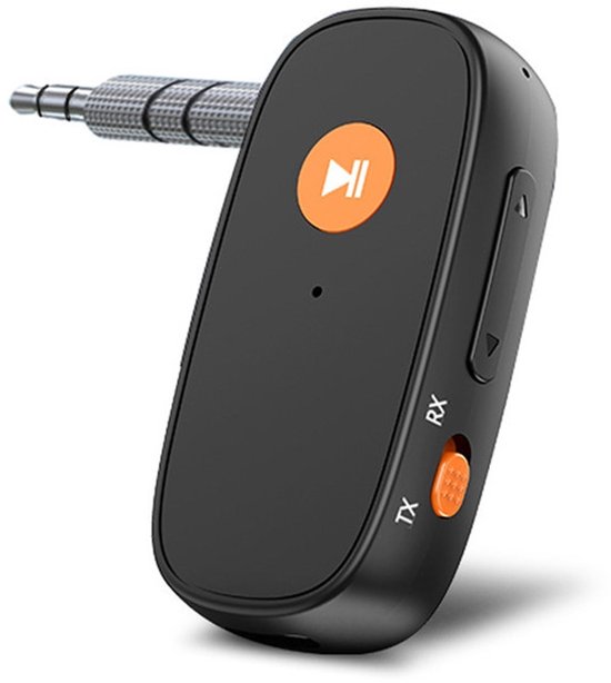 Bluetooth 5.3 audio transmitter en receiver - o.a. voor verbinden Airpods, koptelefoon en speaker - 3.5mm jack AUX - 15 uur batterij - speaker - bluetooth zender en ontvanger - auto draadloos - zwart van VTAudio.