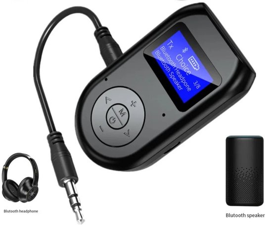 Bluetooth 5.3 audiozender/ontvanger voor gesprekken, tv's, computers, games en muziek van 1Mii