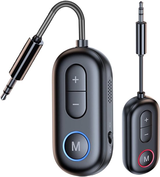 Bluetooth 5.4 zender/ontvanger - 2-in-1 draadloze Bluetooth-audiozender voor hoofdtelefoons of Bluetooth-apparaten - 3,5 mm audio-aansluitingadapter voor tv's, vliegtuigen, auto's, computers, fitnessapparatuur en switches. van Merkloos