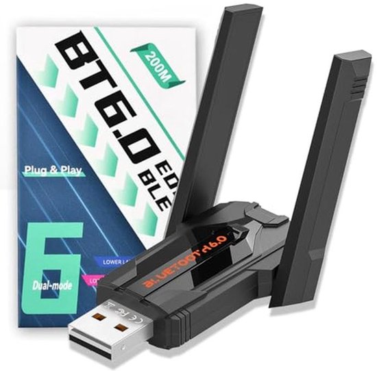 Bluetooth Adapter 6.0 USB Dongle voor PC – 150m Bereik, Plug & Play, Compatibel met Windows 11/10/8.1 van Merkloos
