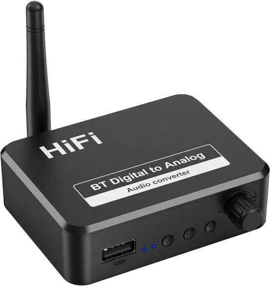 Bluetooth Audio Adapter - BT 5.1 - SPDIF/3.5mm AUX//RCA/USB - Bluetooth Audio Receiver - B35 - Zwart
