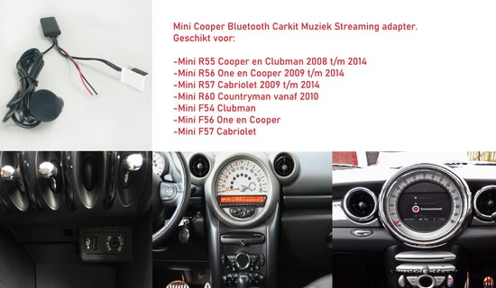 Bluetooth Carkit Muziek Streaming Adapter Mini R55 Cooper D S Clubman D S 07 t/m 14 AUX van JOYMKING