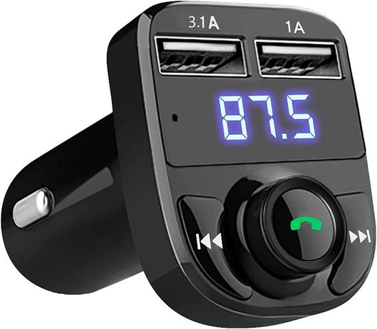 Bluetooth FM Transmitter, Bluetooth MP3 Player Wireless Radio Adapter, Bluetooth for Car with Dual USB Ports, Hands-Free Wire Kit Support TF Card/USB Stick van Merkloos