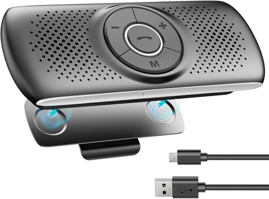 Bluetooth Hands-Free Car Kit Built-in Microphone Speaker with Clip Support GPS Music Slot TF Card Auto Reconnection，2.4 GHz-2.48 GHz