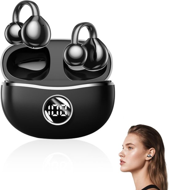 Bluetooth-headset openen, draadloze oorclip-hoofdtelefoon, draadloze Bluetooth 5.4, open ear bluetooth-hoofdtelefoon, ruisonderdrukking, dynamische equalizer, 3D-geluid