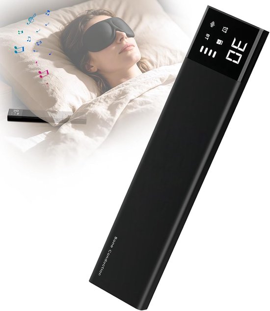 Bluetooth-kussenluidspreker – kussenspeaker met beengeleiding – ingebouwde witte ruis – luidspreker met timer voor zijslapers – zwart.L