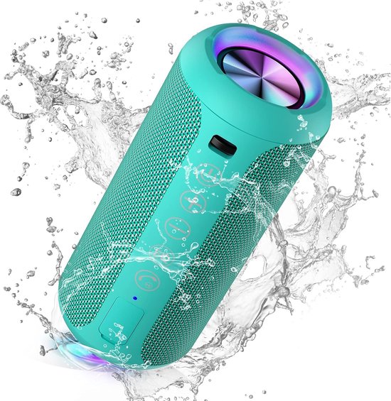 Bluetooth Luidspreker met LED Verlichting – Draagbare Mini Speaker met 360° Surround Geluid, IPX7 Waterdicht, Handsfree Bellen, AUX & TF Kaart Ondersteuning