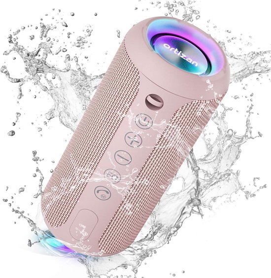Bluetooth Luidspreker met LED Verlichting – Draagbare Mini Speaker met 360° Surround Sound, IPX7 Waterdicht, Handsfree Bellen, AUX & TF Kaart Ondersteuning