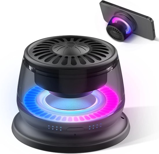Bluetooth-luidspreker met magnetische beugel, draagbare, hoogwaardige subwoofer met led-licht en mini-luidspreker - zwart van Merkloos
