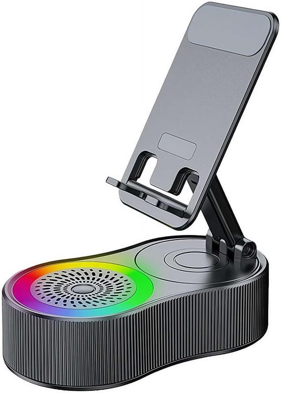 Bluetooth-luidsprekerstandaard, 360° draaibare multifunctionele audio- en videostandaard met HiFi-surroundgeluid, draagvermogen van 8 kg voor telefoons en tablets, TWS/FM/RGB/NFC van Voyage Media