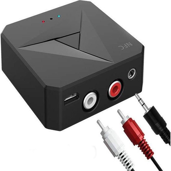 Bluetooth ontvanger - 2-in-1 NFC Bluetooth Ontvanger en Zender - 3,5 mm AUX Auto Bluetooth Adapter - Ondersteunt Oproepen - RCA Speaker Verbinding - Snelle NFC Pairing van Nuvance