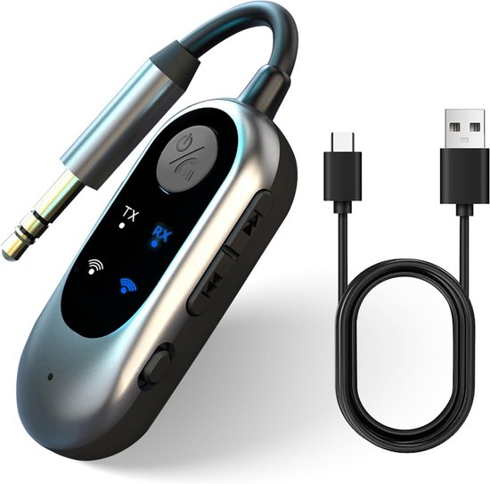 Bluetooth Ontvanger & Bluetooth Zender - Draadloze 3,5 mm Adapter voor TV - 2-in-1 Bluetooth adapter - Bluetooth transmitter receiver - Vliegtuig - Auto en PC - Geschikt voor Hoofdtelefoons en BT-apparaten - Laag energieverbruik van Merkloos