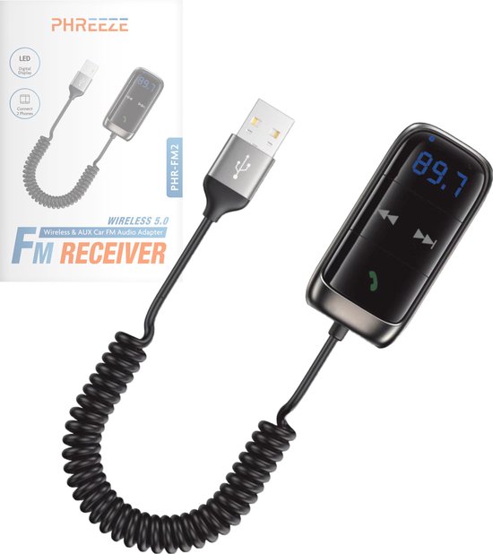 Bluetooth Receiver met USB aansluiting - Auto - FM Transmitter Carkit Bluetooth - Bluetooth Ontvanger - Bluetooth USB - FM Transmitter van Merkloos