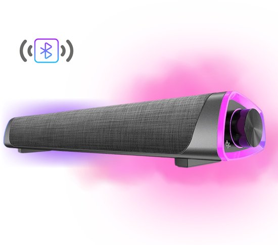 Bluetooth RGB Gaming Spweaker Soundbar - 12W - Compacte USB Soundbar met AUX - RGB Wave Light - Luidspreker Voor PC & Monitor van Merkloos