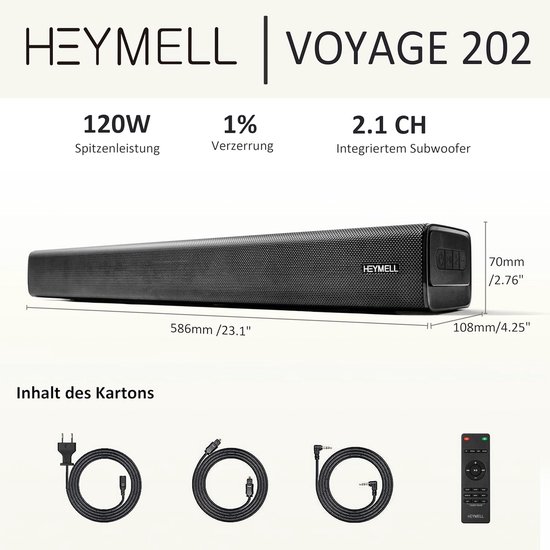 Bluetooth Soundbar - Kleine Luidspreker - TV Geluid Verbeteren - Geïntegreerde Subwoofer - 59 cm - Zwart