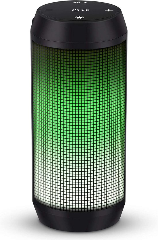 Bluetooth Speaker 10W – 180° LED Verlichting – 360° Surround Sound – 8-14 Uur Batterij – Micro SD & USB – AUX – Handsfree – Voor Thuis & Buiten