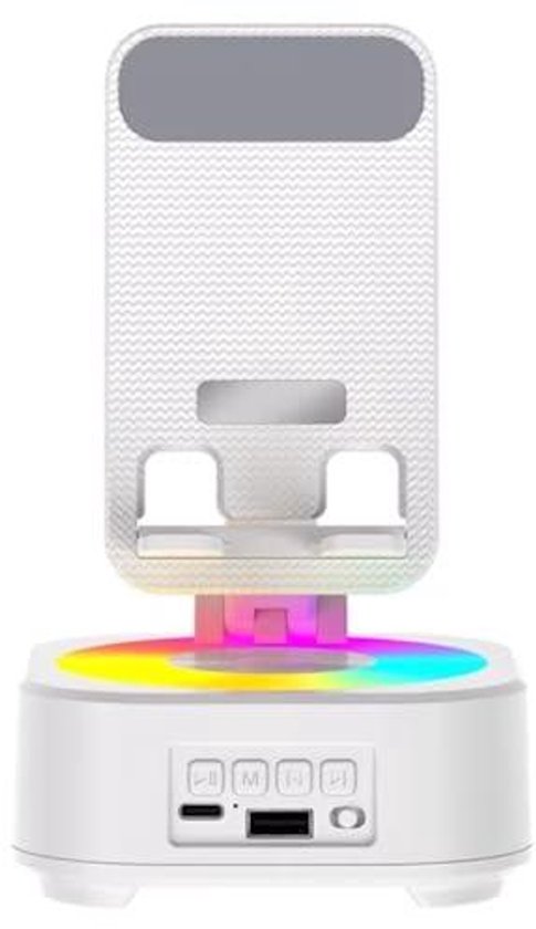 Bluetooth Speaker Draadloos - Lichteffecten - Met RGB Verlichting En Telefoonhouder Voor Bureaugebruik - 1 Stuks - Voor Kamer En Woonkamer Wit van Merkloos