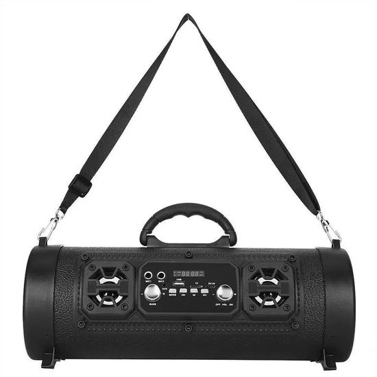 Bluetooth Speaker - Draadloze Luidspreker - Karaoke Speaker - Bluetooth Subwoofer - Smart Speaker - Met Microfoonfunctie - Muziekbox voor Auto - Cadeau voor Mannen - Party Speaker - USB - AUX - TF Kaart - Oplaadbaar - Zwart - Street Style - Draagbaar van Merkloos