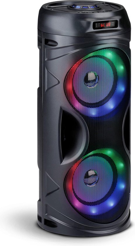Bluetooth Speaker met RGB Licht - Draagbare Partybox 4,5 Uur Batterijduur - Party Speaker met USB Ingang en TF-Kaart - 16 x 38.5 cm van Merkloos