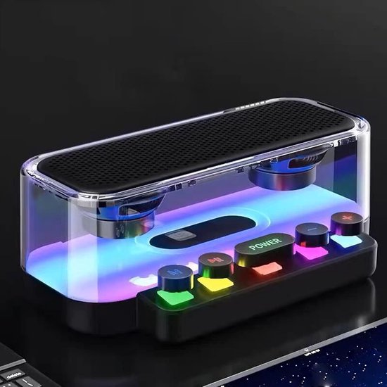 Bluetooth Speaker Met RGB Licht - IPX5 Waterbestendig + Mechanische Knoppen - Stereo Speaker / Draagbare Speaker / Mobiele Audio Apparaat - Ideaal voor Telefoons, Tablets, Laptops & Feestelijke Sfeer van Merkloos