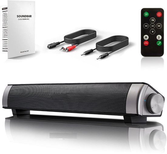 Bluetooth speaker - Mini speaker - 2x 5W stereo - 1800mAh batterij - Draadloze afstandsbediening - Meerdere aansluitingen - Geschikt voor tv en mobiel van Merkloos