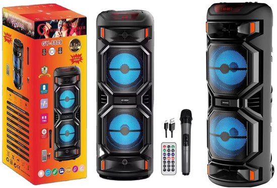 Bluetooth Speaker Party Box - Discolichten - Partybox - Incl. Afstandsbediening - Microfoon Aansluiting van Merkloos