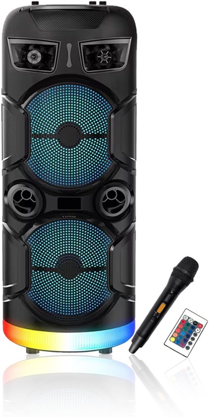 Bluetooth speaker - Party Speaker - Draadloze muziek Box - Speakers - Discolichten - 1200 watt - LED verlichting - Bluetooth - Karaoke - FM radio van Onbekend