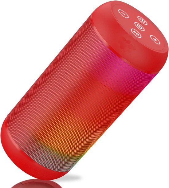 Bluetooth speaker rood-draadloze luidspreker dubbele luidsprekers-Supersubwoofer-AUX-TF en USB-18 uur muziek-RGB-licht-Bluetooth-5.3-rood van Onbekend