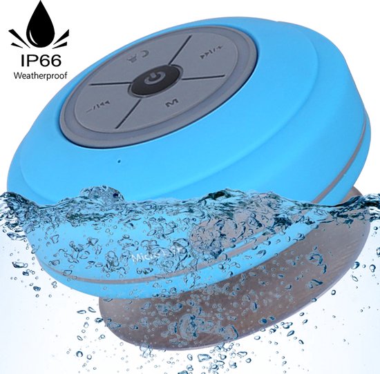 Bluetooth Speaker Waterproof - Zuignap - Koppelbaar Met LED - 1 Stuks - Voor In De Douche Of Buiten Blauw van Dolphin Tech