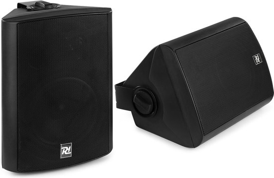 Bluetooth speakers - Power Dynamics DS50AB 100W speakerset met Bluetooth en AUX ingang - Auto-on functie - Incl. muurbeugels - Zwart van Power Dynamics