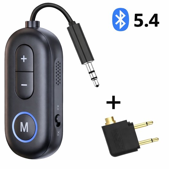 Bluetooth Transceiver 2-in-1 – 3,5 mm AUX / Bluetooth 5.4 – Zender & Ontvanger Adapter voor TV, Laptop, Auto, Tablet & Vliegtuig van Merkloos