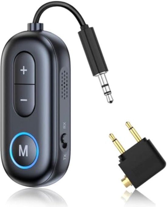 Bluetooth-transceiver 2 in 1, Bluetooth-transceiveradapter 5.4, 3,5 mm audiotransceiver voor vliegreizen, tv, sportschool, tablet van Merkloos
